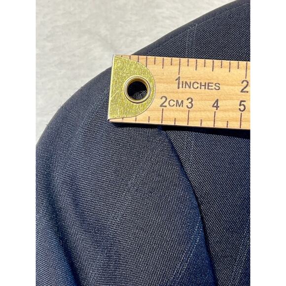 Vintage Austin Reed Suit 44L 38x29.5 Navy Blue Royal Banker's Stripe Virgin Wool - Picture 7 of 16